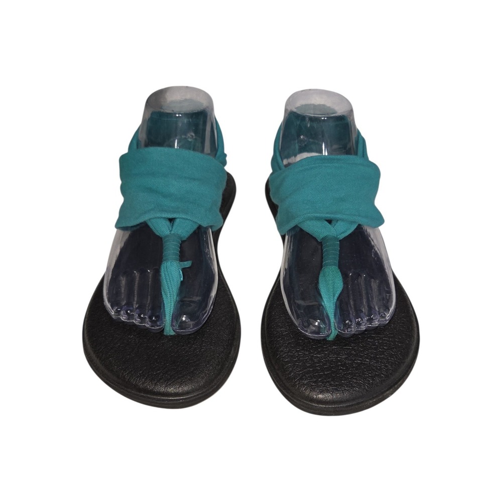 Sanuk Sandals Women 9 Teal Yoga Sling 2 Thong Yoga Mat Footbed Casual Comfort